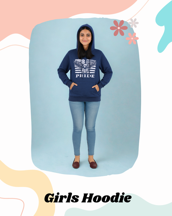 Kids Cotton Hoodie Print Sweatshirt Blue