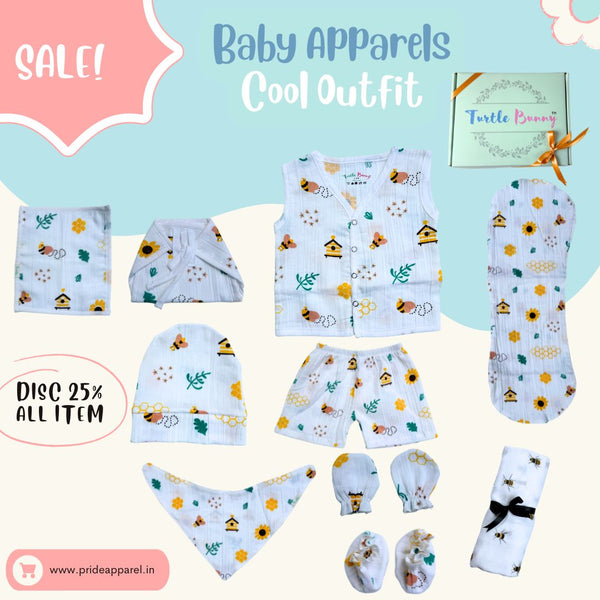 Premium Newborn Baby Combo Set – Soft Cotton Jabla, Nappy, Cap, Mittens, Booties, and Burp Cloth – Perfect for Gifting & Daily Use