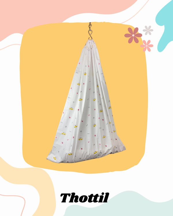 Baby Cradle Thottil Cotton Cloth , Newborn 0 to 3 years| Large Width for Heavy and Tall Babies-3 Meters
