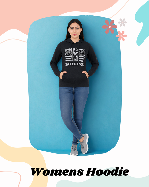 Cotton Hooded Print Sweatshirts Black